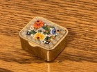 Vintage Goldtone Micro Mosaic Floral Pill Box Square 1 25   x1   x0 5    Italy 