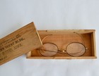 Vintage Wire Rim Eyeglasses Gold Filled 10k Antique Bifocal W  Wood Case