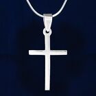 Plain Thin Cross Pendant In Solid 925 Sterling Silver - Chain Choice - New 