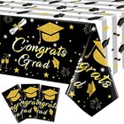 Graduation Tablecloth Party Decorations 2025  3 Pack And Gold 54 x108  Black