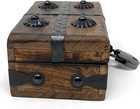 Treasure Chest Wooden Box With Antique Iron Lock And Skeleton Key  x-small 5 X 3