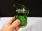 Vintage Green Glass Souvenir Of Soldiers  Home Dayton Ohio Creamer Small Pitcher