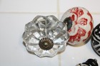  jw  Lot Of 8 Vintage Look Colorful Ceramic   Glass Drawer Knobs Pulls