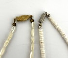 Lot Of 2 Vintage White Shell Bead Necklaces Mother Of Pearl Green Stone 18 