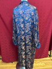 Vintage Oriental Robe Kimono Embroidered Blue With Gold Size 48 Quilted Lapel