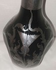 Cambridge Art Deco Thistle Pattern Silver Overlay On Ebony Glass Pinch Decanter