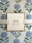 Nwt Pottery Barn Teen Blue Hydrangea Organic Cotton Queen Sheet Set