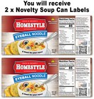2x Funny Eyeball Noodle Soup Can Labels - Joke Gag - Eye Fun Birthday Party Gift