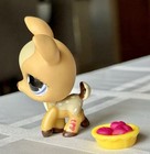 Littlest Pet Shop Tan Spotted Deer Fawn 1123 Purple Eyes Rare   Apple Accessory