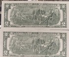 Two 2 Dollar Bill Sequential 1976 Serial Numbers Crisp Unc  Error Off Center