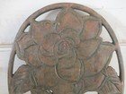 Vintage 1983 Rose Trivet Old Dutch Design Copper Over Cast Iron Tarnished Trivet