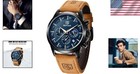 Stylish Men s Analog Quartz Chronograph Watch With Brown Leather Band   Calendar