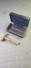 Vintage Gillette Heavy Gold Tech De Safety Razor Set In Case 1940 s Good Shape