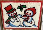 Vintage Latch Hook Rug Kit Christmas Mr Mrs Snowman Couple 20x27  Malina Unmade