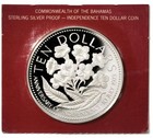 1976 Bahamas -  10 Dollars - Yellow Elder - 1 5 Oz Proof Silver Crown - Box  Coa