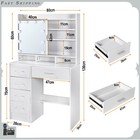 Large Makeup Dressing Table W  Slide Mirror  10 Led Lights Vanity Desk Stool Set