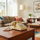 Vintage Rotary Phone  Off White Plastic Itt Telephone With Vintage Dial Disc