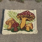 Vintage 1970s Handmade Latch Hook Yarn Wall Hanging Rug Boho Decor