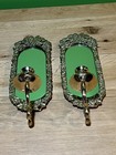 Brass Gold Ornate Frame Wall Sconce Mirror With Candle Holder-set Of 2 Vtg