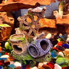 Fish Tank Decoration  Broken Ship Wheel   Cask Aquarium Decor Hiding Cave Orname