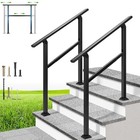 Adjustable Outdoor Handrails - Durable Galvanized Steel - Black Oval - 3 Steps