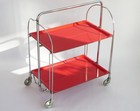 Iconic Red Mid Century Foldable Bar Cart  Rare Vintage Dinett Serving Trolley