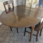 Antique Farmhouse Solid Oak Drop Leaf Table W 2 Chairs Pu Santa Barbara