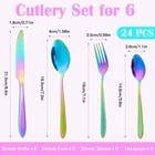 24 Piece Rainbow Silverware Set Stainless Steel Flatware Include Knife Fork