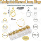 5 Sizes 1200pcs  Open Jump Rings For Jewelry Making  Gold   Silver Non-tarnish O