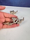 Set 2 Dragon Chopstick Holder Chinese Vtg Heavy Utensil Rest Silver Plated 4 5   