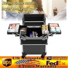 Professional Travel Makeup Case Beauty Train Case Rolling Cosmetic Organizer New