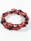 Shades Of Red Glass And Acrylic Round Bead Memory Wire Wrap Bracelet