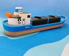Brio Freighter Blue Ship Harbor Boat Wooden Railway Train Jb-427 No Cargo Empty