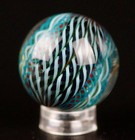 Bryan Trillas Glass Marble filigree 14 Cane Pattern uv blues   Black 1 0-1 1inch