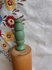 Antique Victorian Primitive Rolling Pin Green Painted Handles Maple C1885-1905