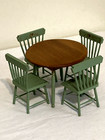 Artisan Vintage Dollhouse Miniature Dining Table W  4 Painted Matching Chairs