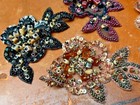 Applique Flower Leaves Beaded Hand Sewn 3x4 25  Assorted Colors 1pc