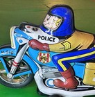 Vintage Roman Tin Police Motorcycle V-210 Highway Patrol Spain Toy Display