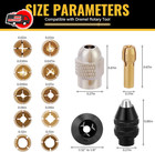 15pcs Keyless Drill Chuck Collet Set 1 32    1 8  For Dremel Rotary Tool 4486 Comp