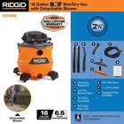 Ridgid 16 Gal  6 5 Peak Hp Nxt Shop Vacuum Wet Dry Vac