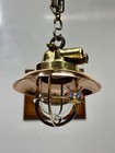 Vintage Wiska Brass Nautical Light Authentic Old Ship Hanging Lamp Copper Shade