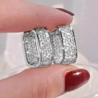 2ct Round Cut Created Diamond Women s Huggie Hoop Earrings 14k White Gold Plated