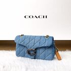 New Coach Tabby Quilted Denim Shoulder Bag Indigo Blue Cr704 Crossbody Outlet