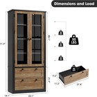Kitchen Pantry Cabinet Display With Drawer Glass Door Adjustable Shelf Cupboard