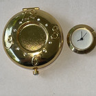 Vintage Estee Lauder Gold Tone Watch Clock Rhinestone Compact Lucidity Powder 06