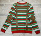 Jolly Sweaters Ugly Christmas Sweater Mens Medium 38-40 Tie Suspenders Green Red