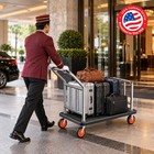 900 Lbs Hotel Luggage Cart  Stainless Steel Bellman Cart Lobby Luggage Trolley