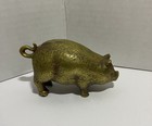 Lot Of 2 Vintage Brass Pig Figurines Collectible Animal Decor Paperweight