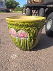 1923 Brush Mccoy Pottery Blended Glaze Satyr   Roses Nuglaze Jardiniere Planter