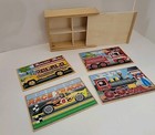 Melissa   Doug Wooden Jigsaw Puzzle Vehicles  4-in-1 W  Storage Box  48 Pcs 